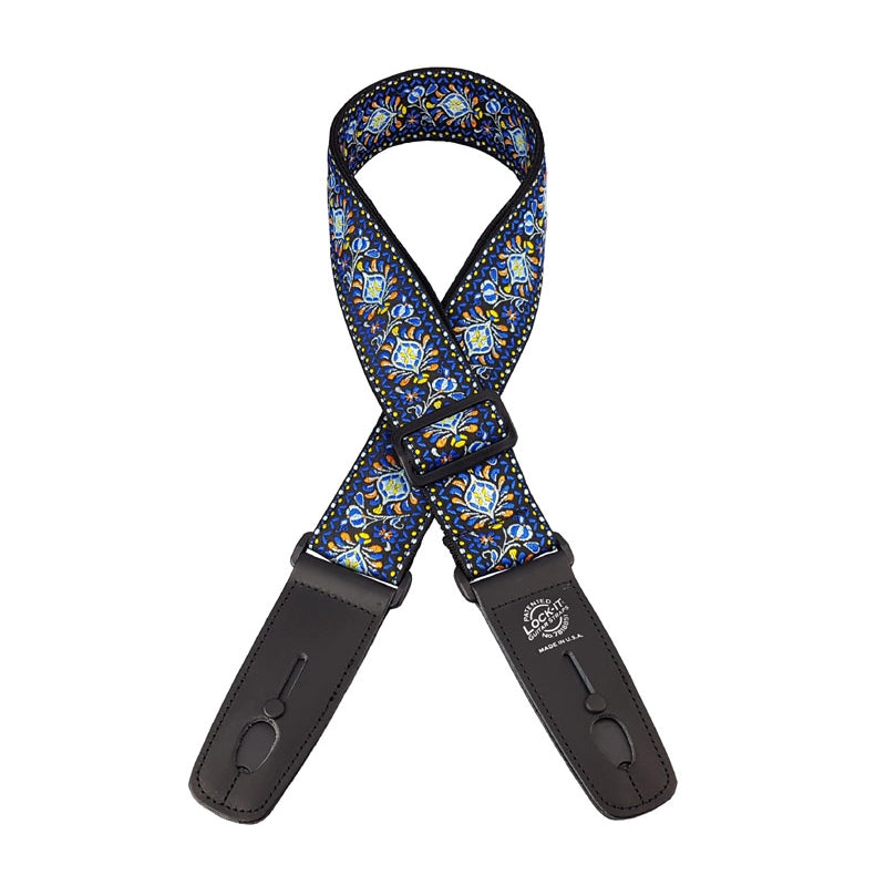 Retro Vintage Series Jacquard Strap by Lock-It Straps with Locking Ends in Blue Chill