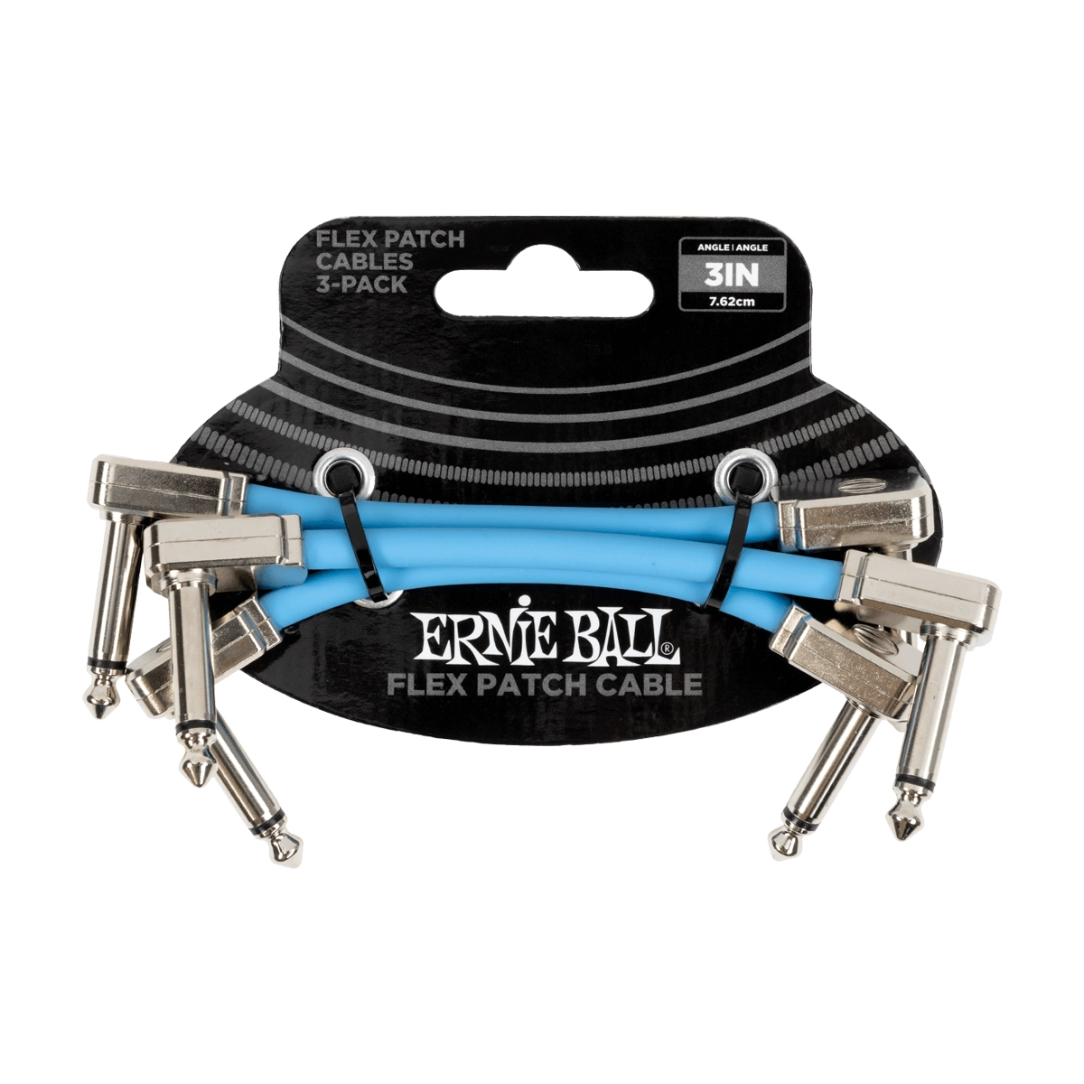Blue 3-Pack of Ernie Ball 6459 3" Flex Patch Cables