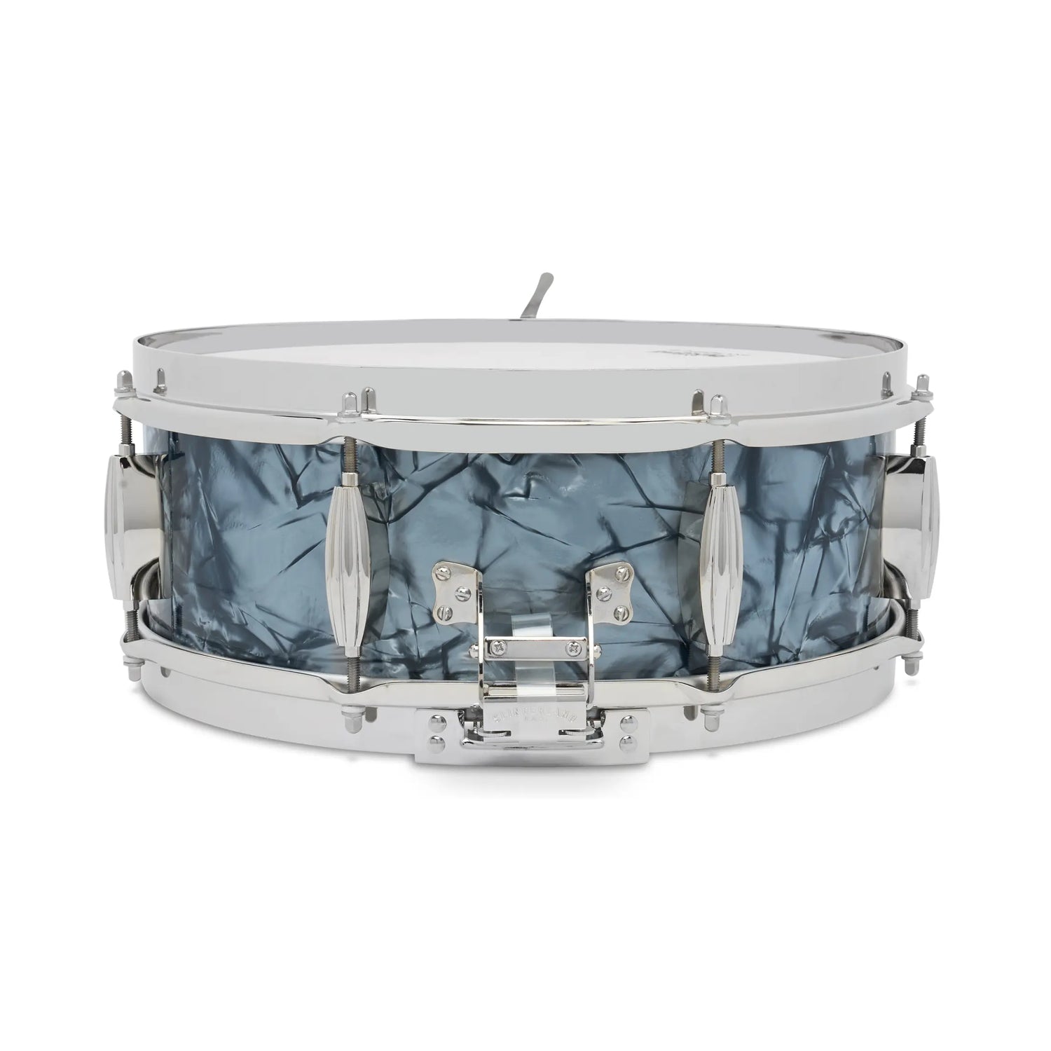 Limited-edition Slingerland Radio King Snare Drum - 5 inches by 14 inches, Finished in Stunning Silver and Blue Duco Lacquer