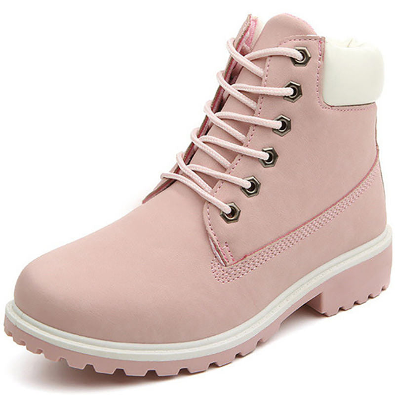 LACE UP PINK FLAT  BOOTS  Boogzel Apparel