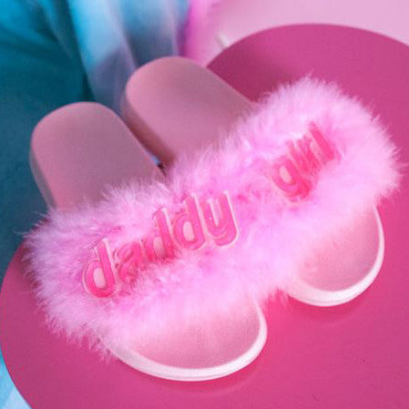 girls fluffy slides