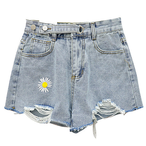 daisy denim shorts