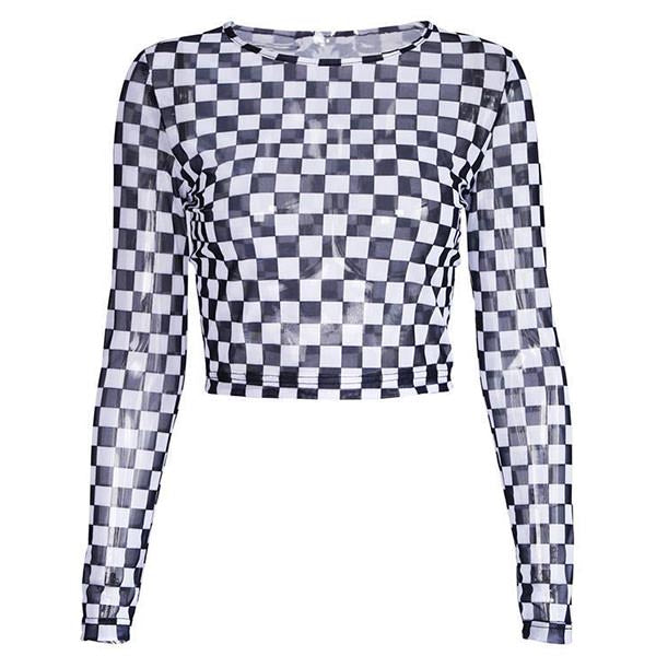 checkered long sleeve t shirt