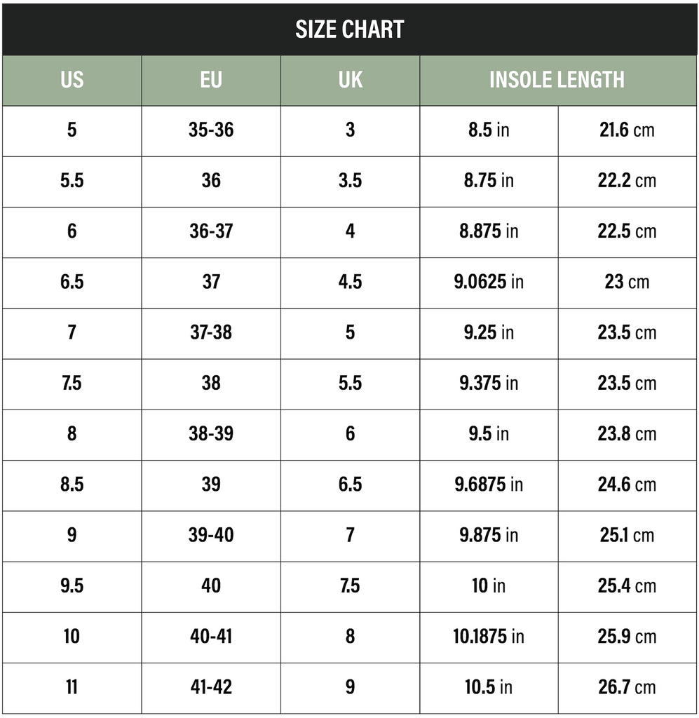 Size Chart – J. Adams