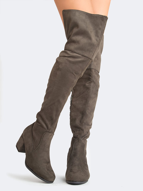 low heel over the knee boots