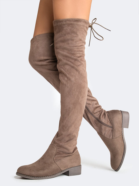 thigh high boots with short heel