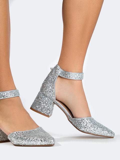 glitter shoes low heel