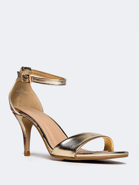 gold ankle strap heels
