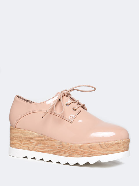 pink platform oxfords