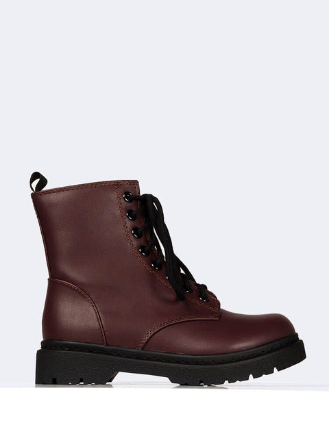 burgundy combat boots