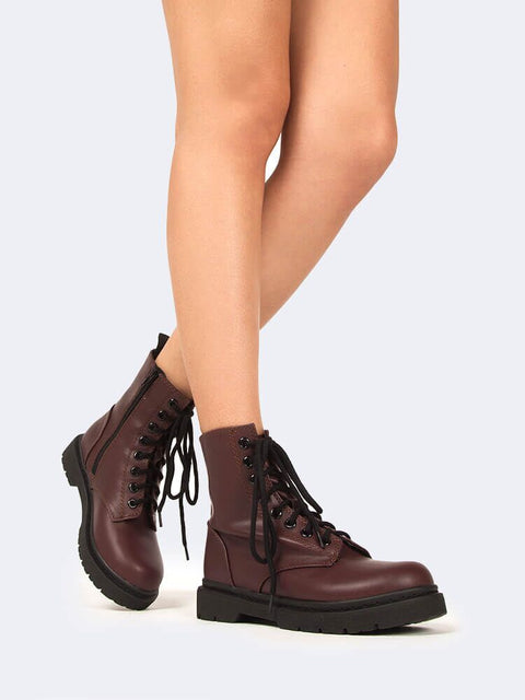 burgundy combat boots