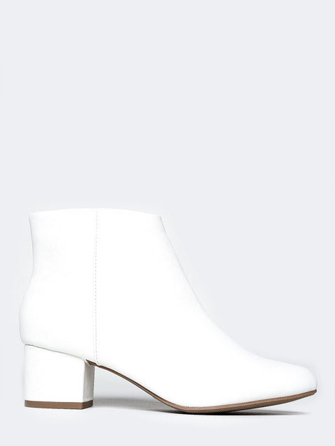 white ankle boots low heel