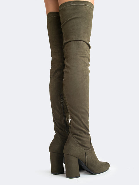 olive knee high boots