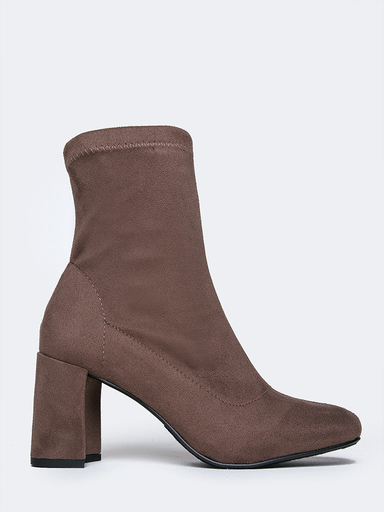 sock boots chunky heel