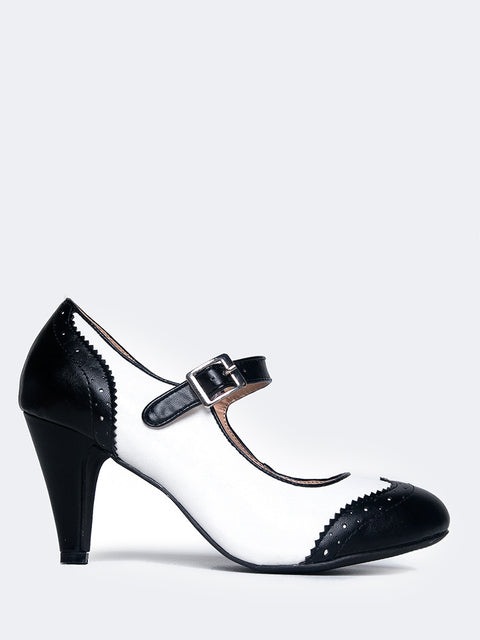 black and white oxford heels
