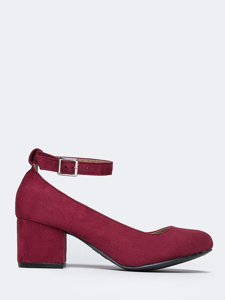 burgundy ankle strap shoes