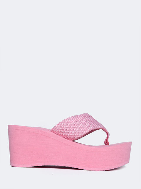 pink platform flip flops