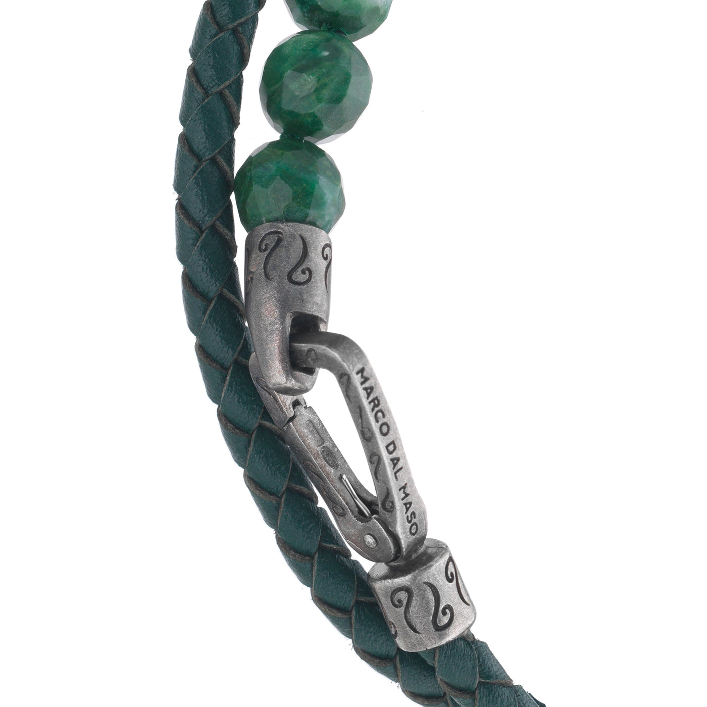 LASH Faceted African Jade Double Wrap Leather Bracelet