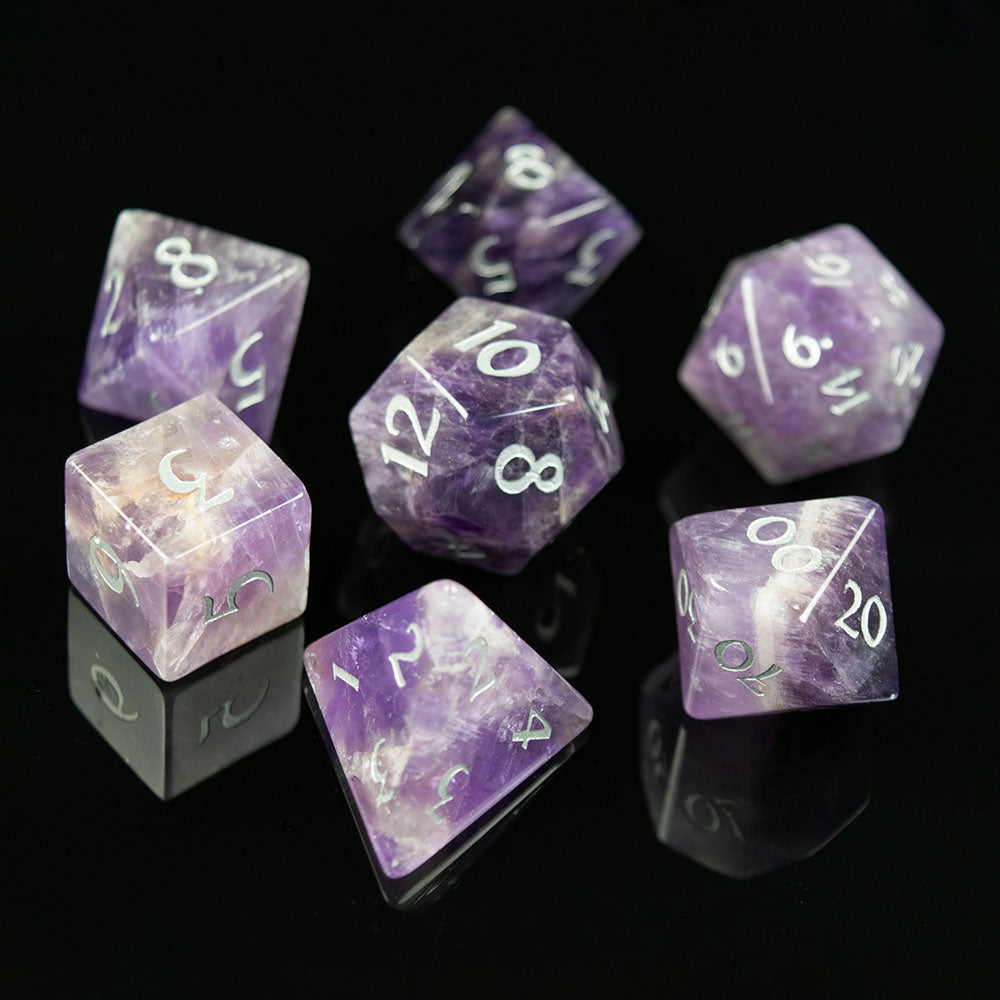 amethyst gemstone polyhedral dice