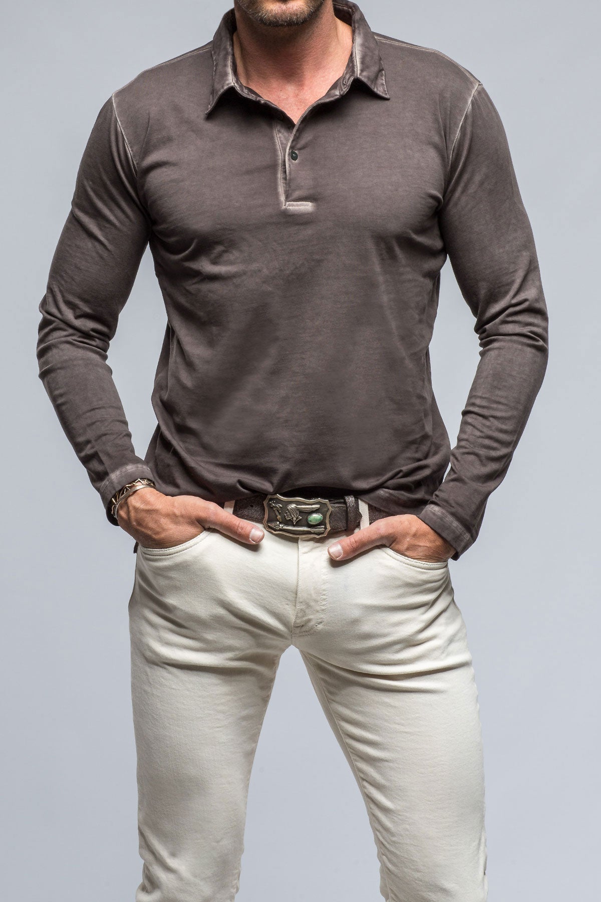 Newport Cotton Polo in Basalt