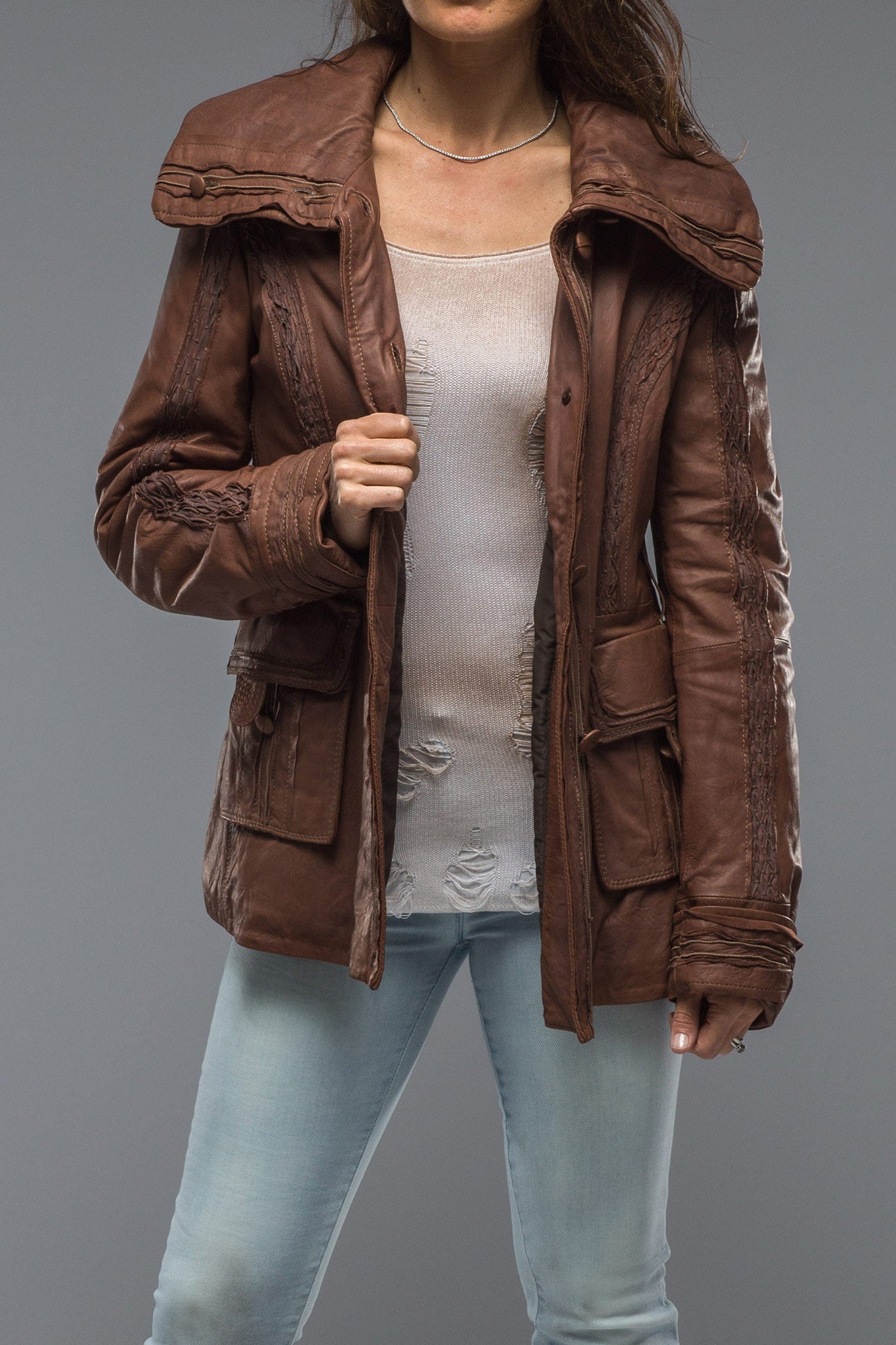 Aubrey Braided Leather Jacket