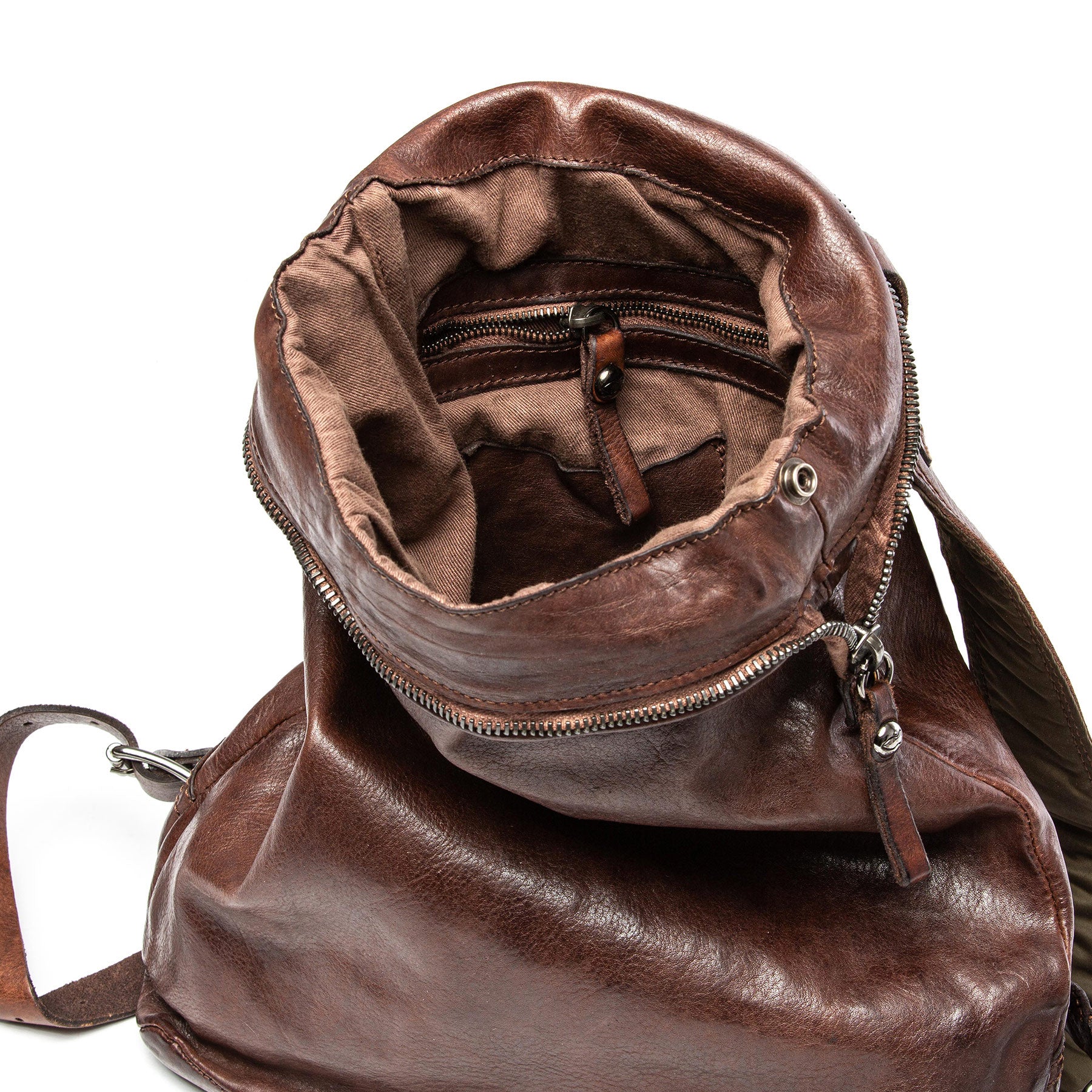 Gunther Leather Foldover Backpack in Moro