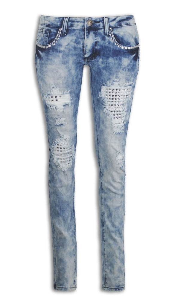 ripped jeans with rhinestones