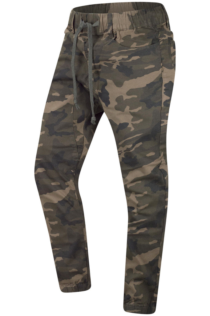 mens camo twill joggers