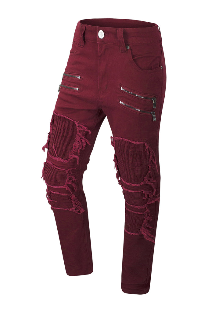 burgundy ripped jeans