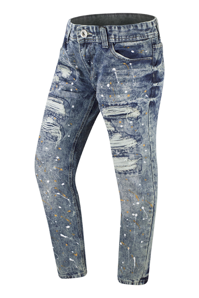 splatter ripped jeans