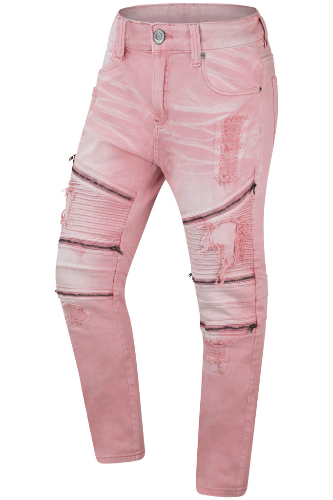 pink distressed jeans mens