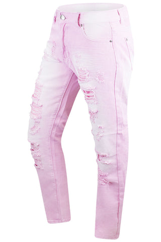 pink distressed jeans mens