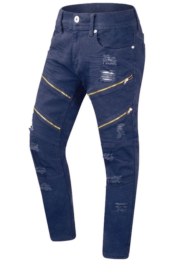 ripped zipper jeans mens