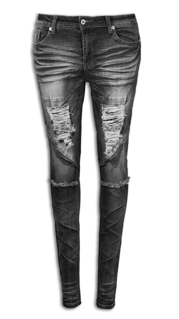 ripped skinny jeans with zippers