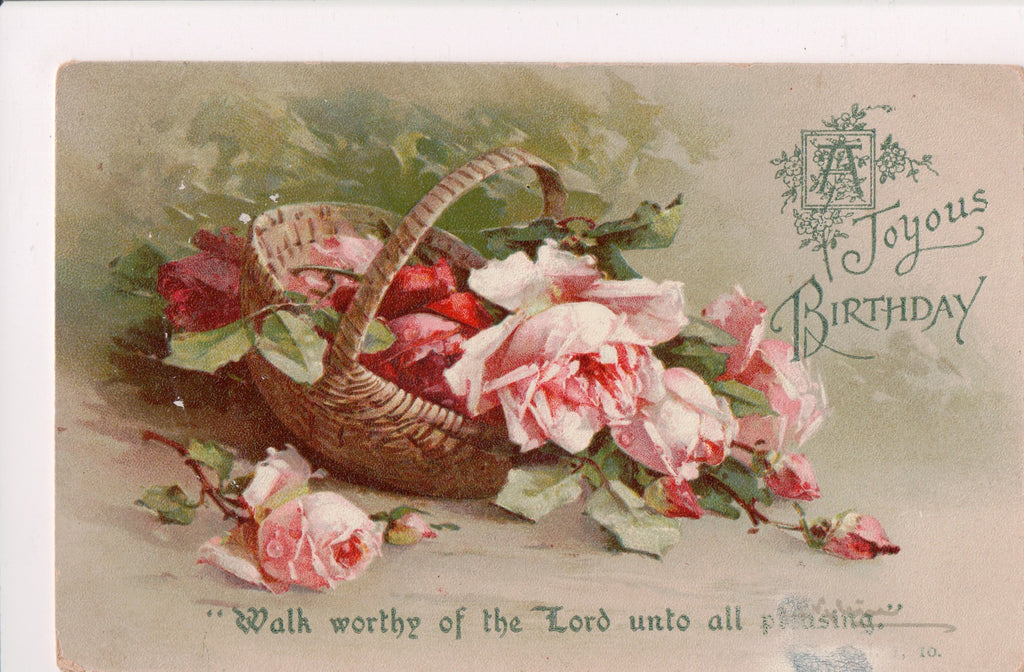 slim G zo Greetings - Artist signed - Klein - basket of pink roses postcard - C1 –  KATHYS POSTCARD EMPORIUM