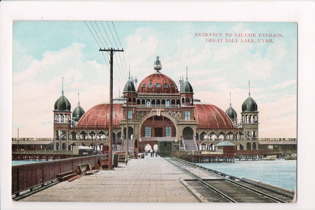 UT, Salt Lake City - Saltair Pavilion Entrance, closeup postcard ...