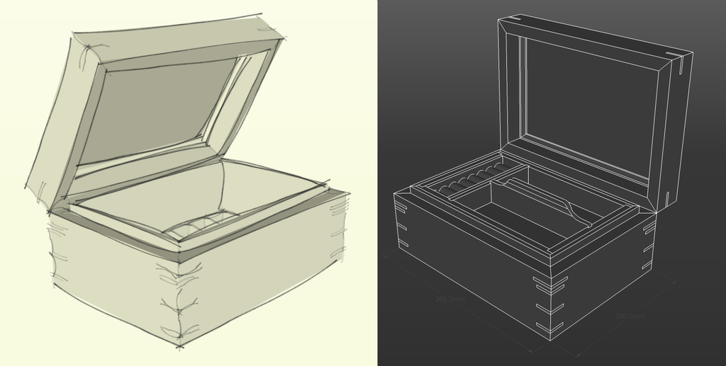 Computer aided design of jewellery box