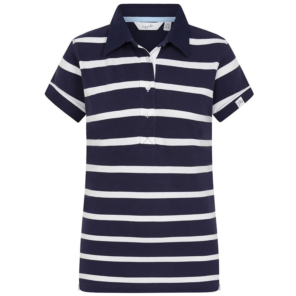 LJ22 - Ladies Striped Polo Shirt - Twilight