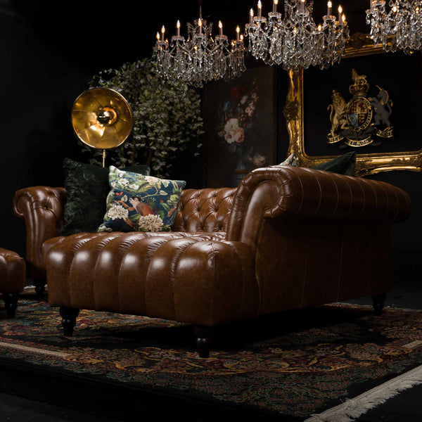 Timeless brown leather chesterfield sofa