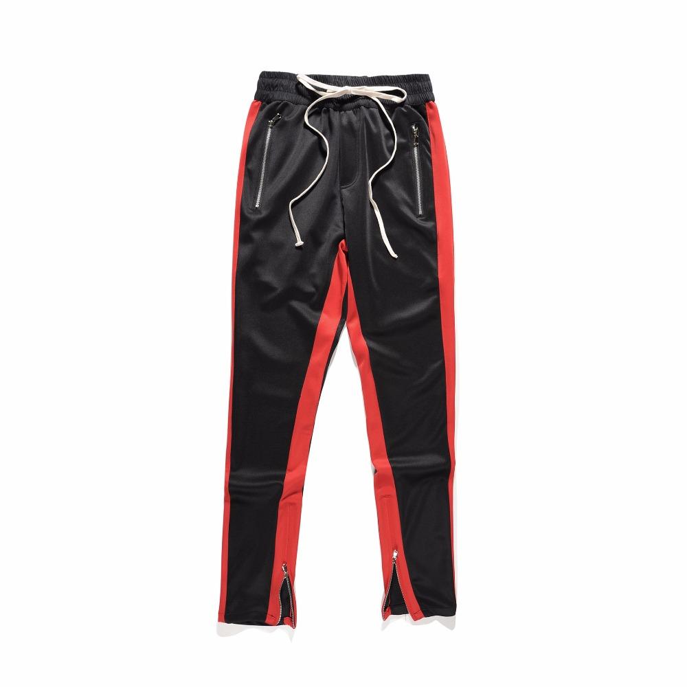 red trousers with side stripe