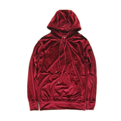 red velour hoodie