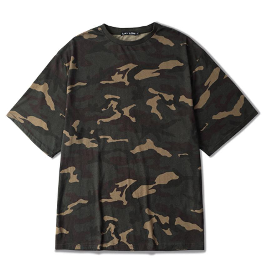 Oversized Classic Camouflage Print T-Shirt - Longline Clothing