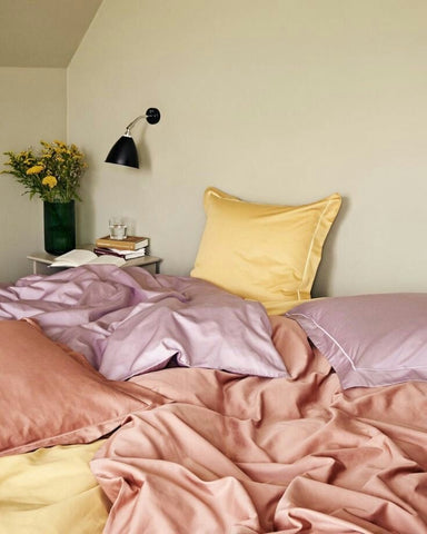 Colorful pink and yellow bedding