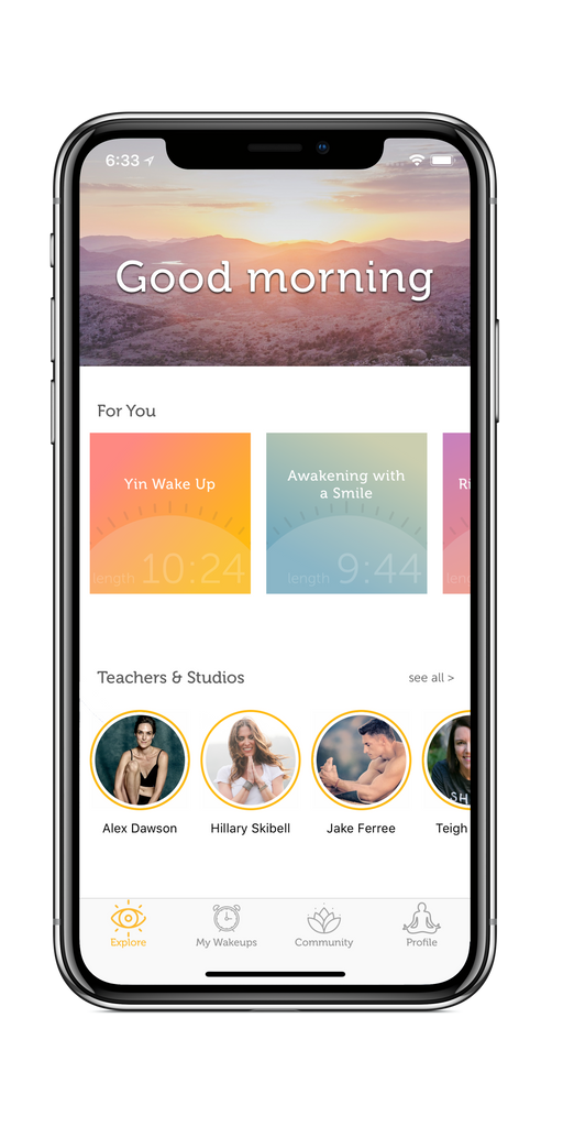 Screenshot of homescreen of yoga app
