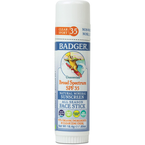 Badger Face Stick Sunscreen with white background