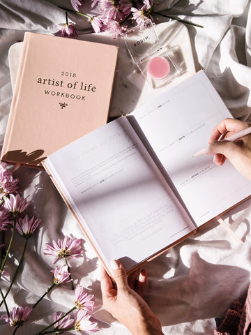 Pink cover and pages of Lavendaire - 2018 Artist of Life Workbook