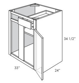  BBC39-42L - Assembled Concord Clary Sage - Blind Base Cabinet - Single Door/Drawer - Left Side Blind