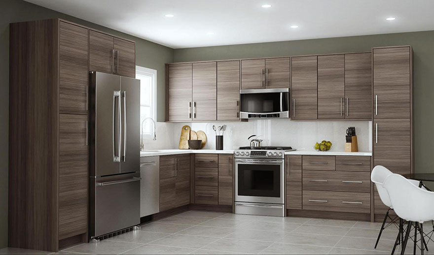 kitchen with neutral wood cabinets