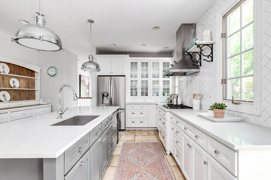 renovated kitchen white cabinets