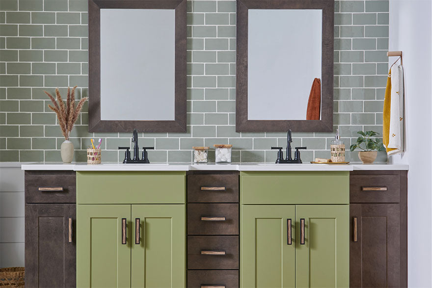 vanities with green cabinets